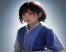 中野七绪角色立绘，深棕色双马尾长发配圆框眼镜，校服整洁端庄，表情认真内敛，暖色调插画风格